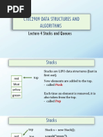 Ctec2909 Data Structures and Algorithms: Lecture 4 Stacks and Queues