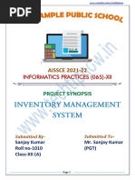 Project Synopsis Inventory Management System