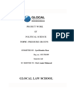 Glocal Law School: Project Work OF Political Science Topic: Pressure Groups