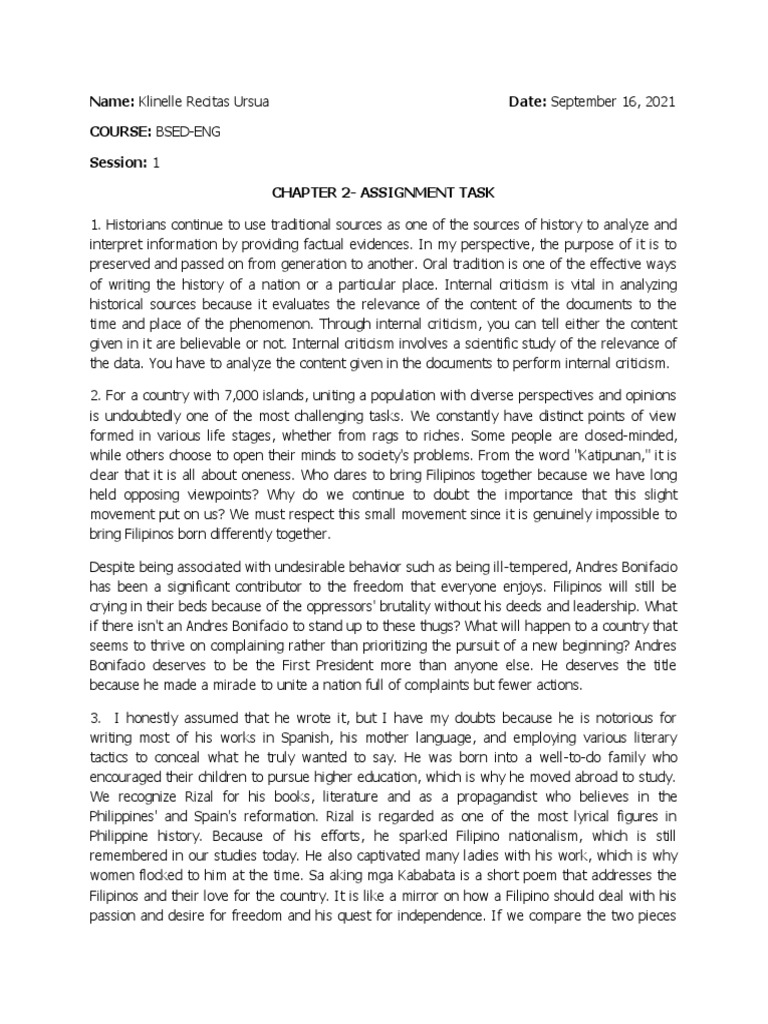 Chapter 2 - Assignment Task | PDF