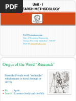 Unit - I Research Methodology: Prof. P. Laxminarayana