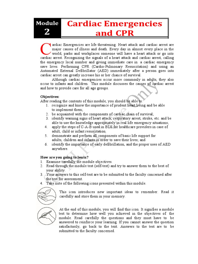 Module 2 CPR | PDF | Cardiopulmonary Resuscitation | Cardiac Arrest