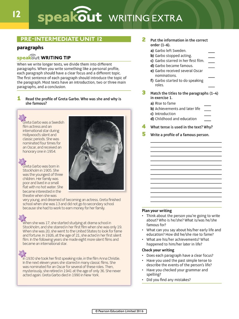 Speakout Writing Extra Pre-Intermediate Unit 12 | PDF | Paragraph