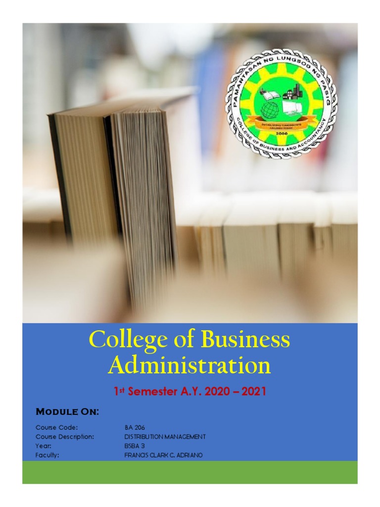 Distribution Management Module 1 PDF Supply Chain Management