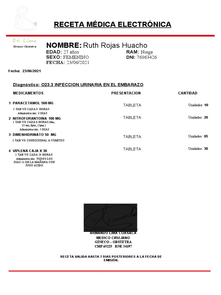 Receta Ruth Rojas Huacho | PDF