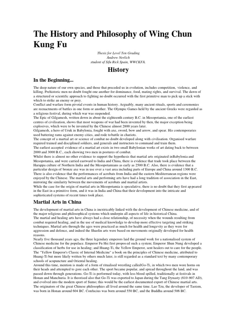 Wing Chun Kung Fu: History & Philosophy | PDF | Chinese Martial Arts ...