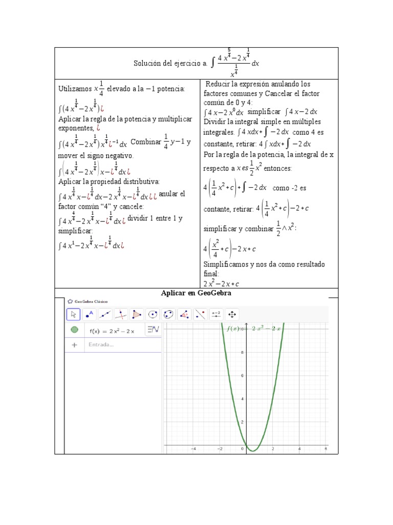 Solución Del Ejercicio A Geogebra | PDF | Integral | Exponenciación