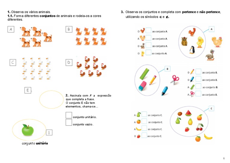 Conjuntos - Pertence - Não Pertence | PDF