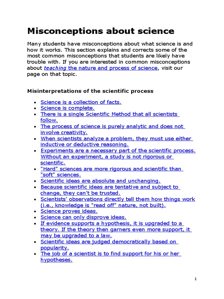 Common Science Misconceptions Explained | PDF | Science | Hypothesis