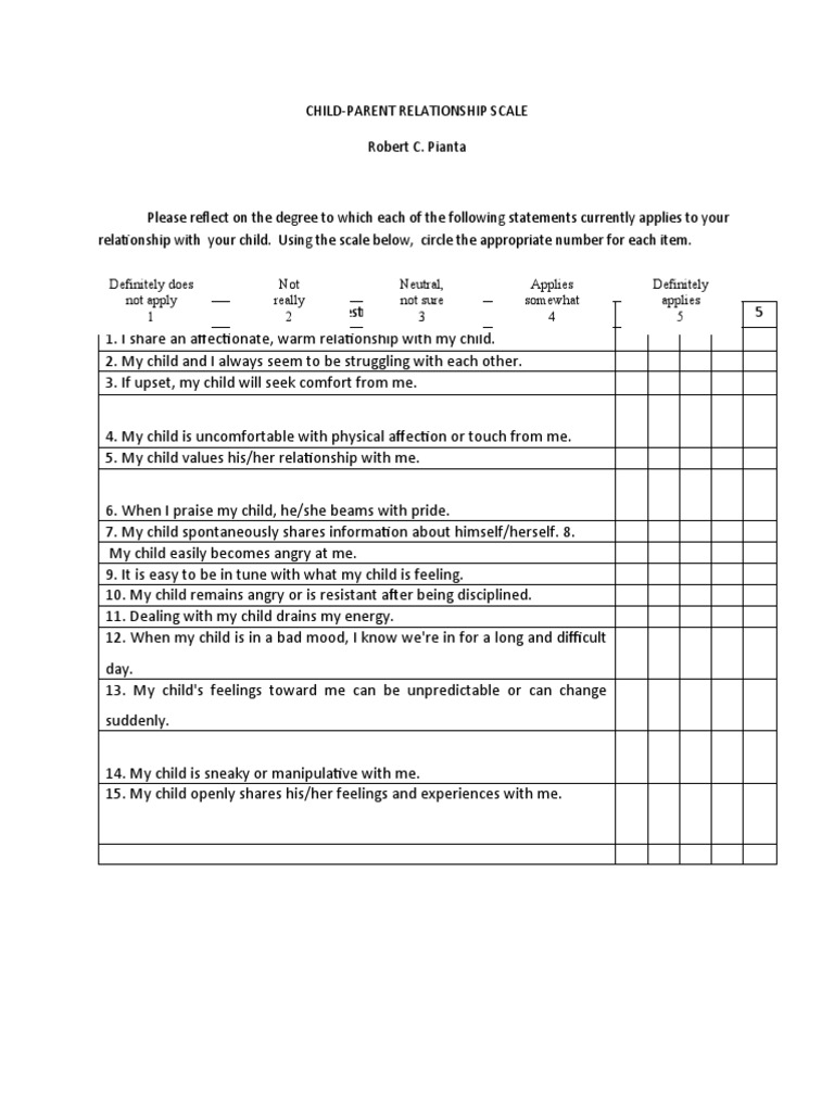 Child Parent Relationship Scale