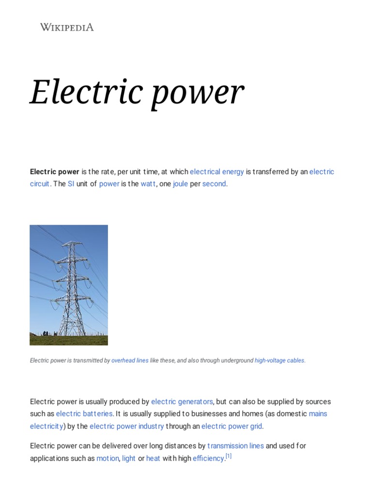 Electric Power Wikipedia PDF Electric Power Ac Power