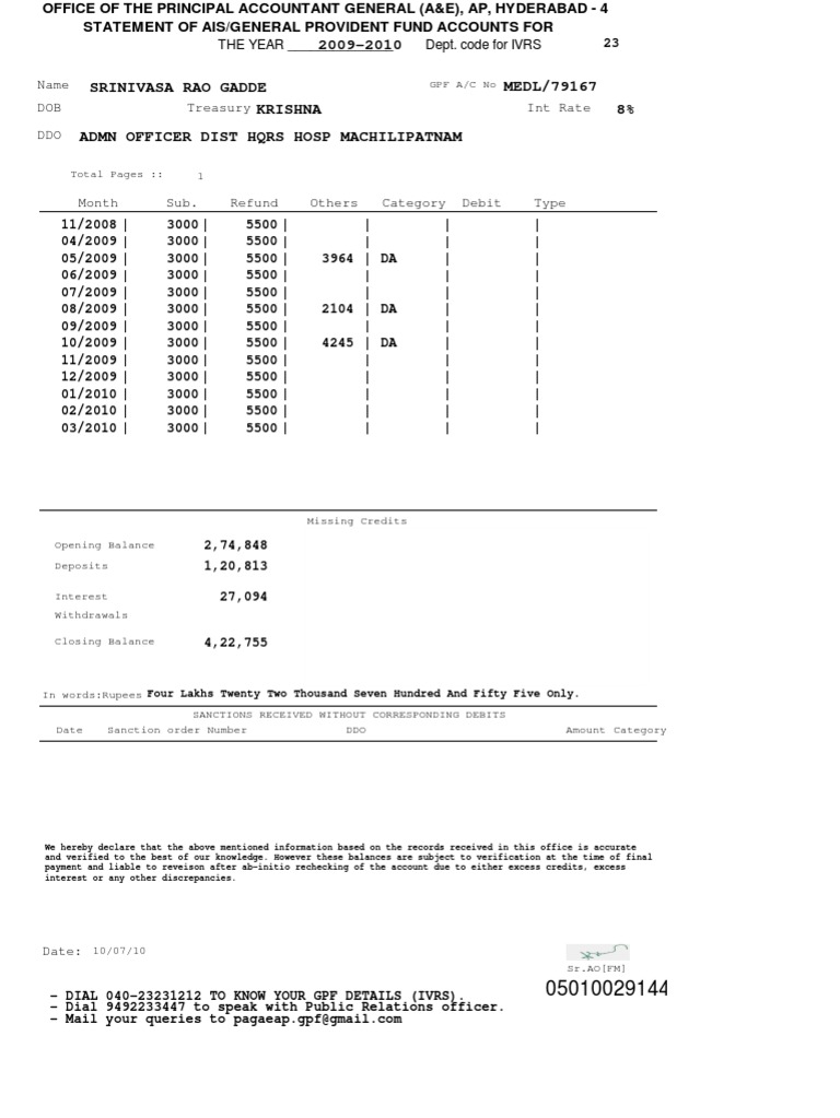 GPFSLIP(2010) Debits And Credits Banking