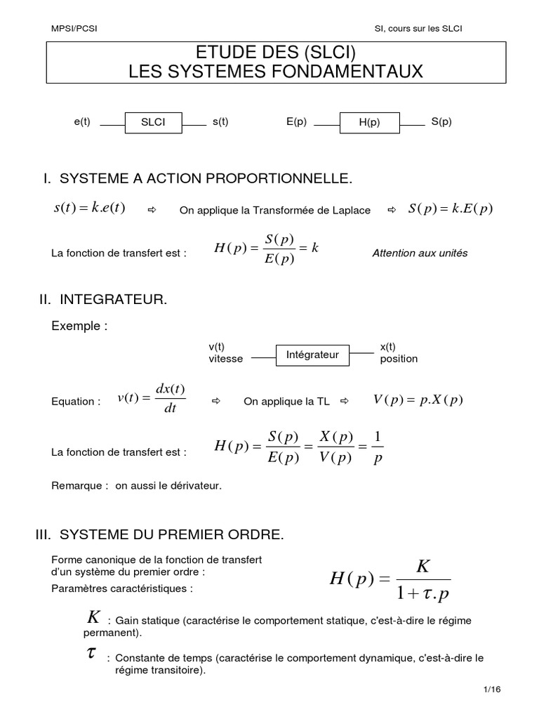 Étude des SLCI en systèmes dynamiques | PDF | Taux d'amortissement ...