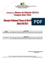 Gabarito Exame de Seleç o E.m.integrado Edital 038 - 2013