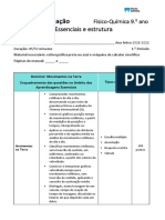 Teste de Físico-Química 9o ano sobre Movimentos na Terra