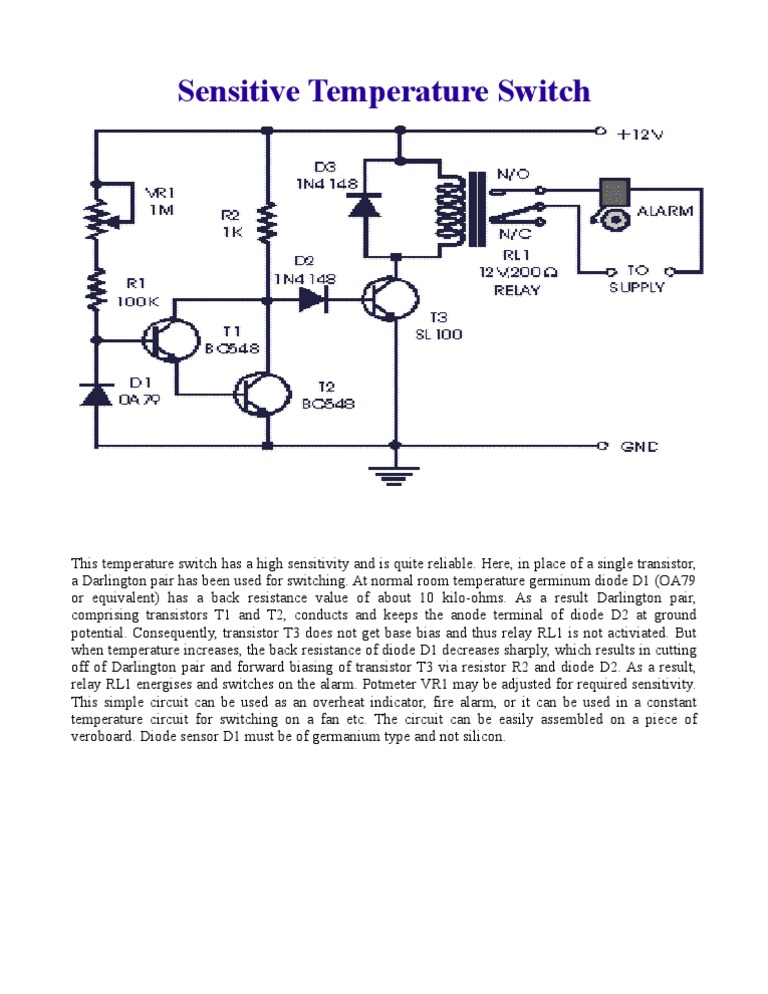 High Sensitivity Temperature Switch Circuit | PDF | Science & Mathematics