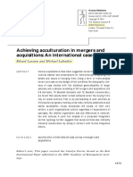 Achieving Acculturation in Mergers and Acquisitions: An International Case Survey