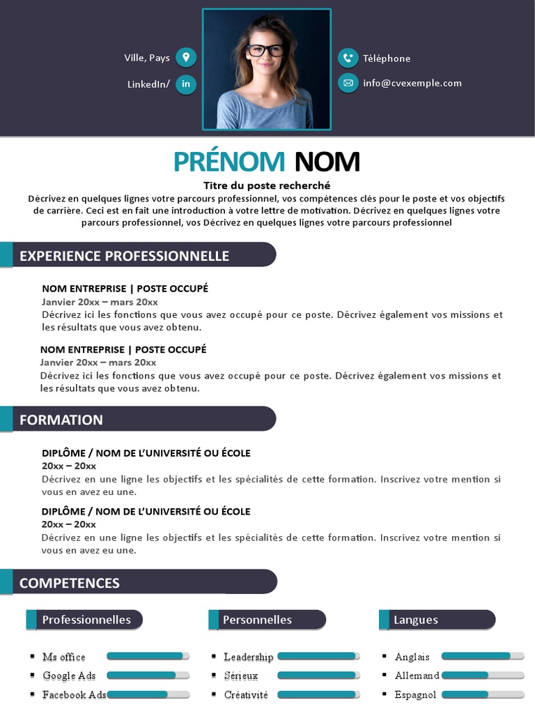CV Professionnel : Expérience et Compétences | PDF