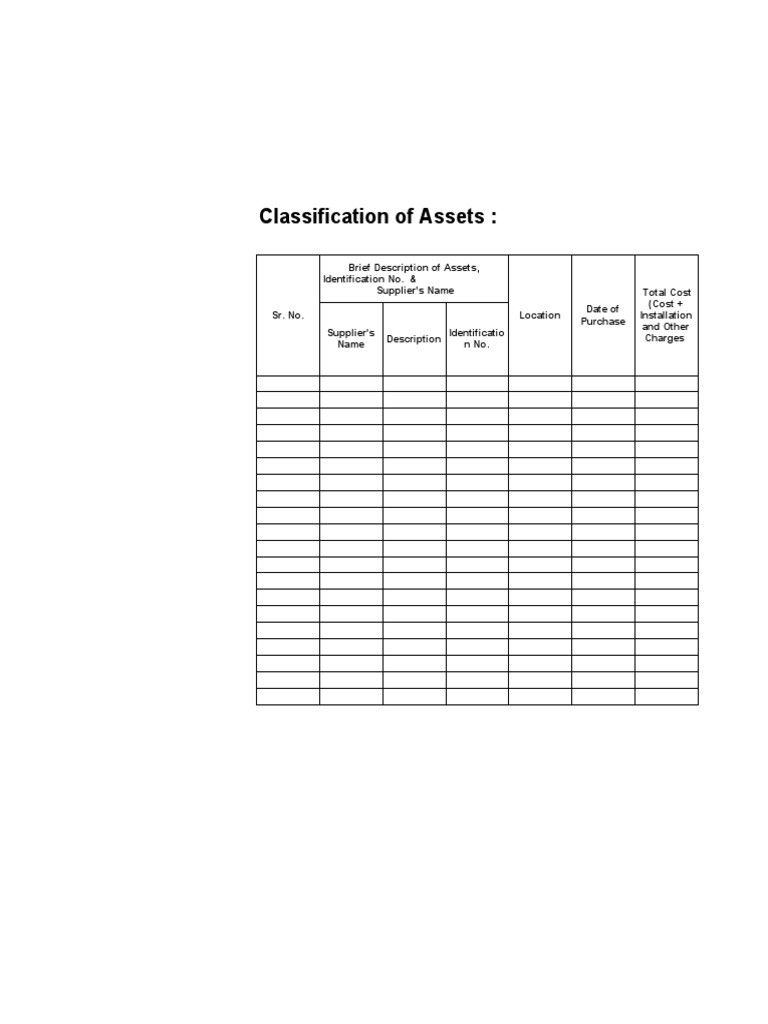 Fixed Asset Register Format Guide | PDF
