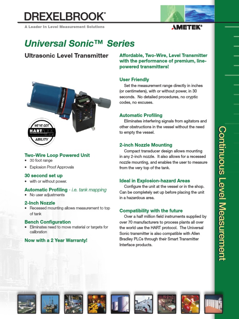 AmetekDrexelbrookultrasonic Level Transmitter PDF Frequency Modulation Electrical