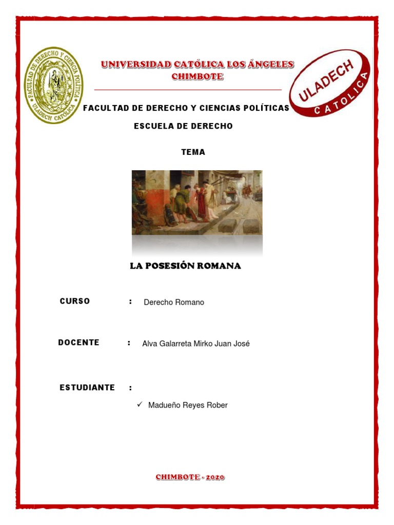 La Posesión en el Derecho Romano | PDF | Posesión (Ley) | Propiedad