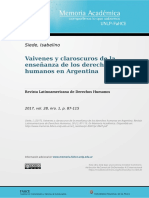Siede. Vaivenes y Claroscuros de La Enseñanza de Los Derechos Humanos en Argentina