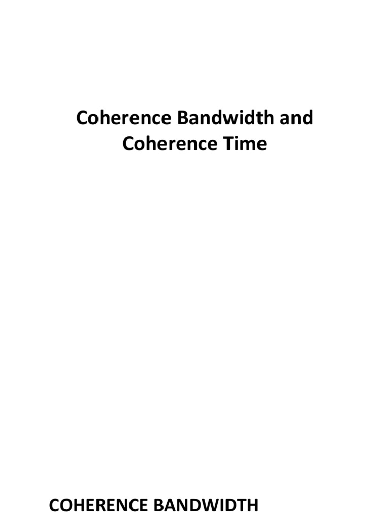 Lecture 7 Coherence Bandwidth And Coherence Time Pdf Correlation