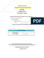 Grade Eleven Graded Quiz September: Spanish Paper Two (2) Time Allotted: 60 Mins