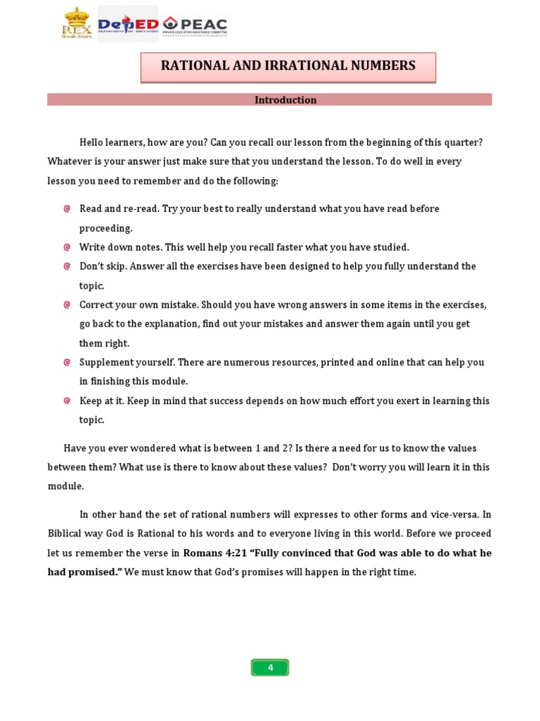 Week 6 7 Math 7 Pdf Numbers Rational Number
