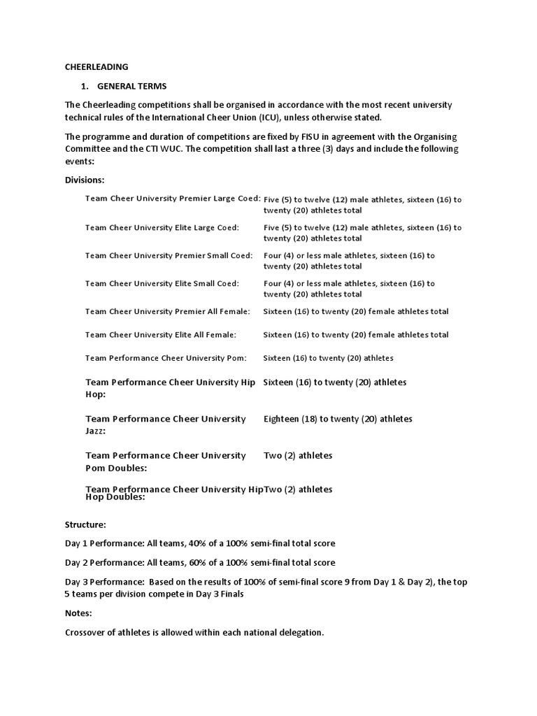 Cheerleading Regulations PDF Cheerleading