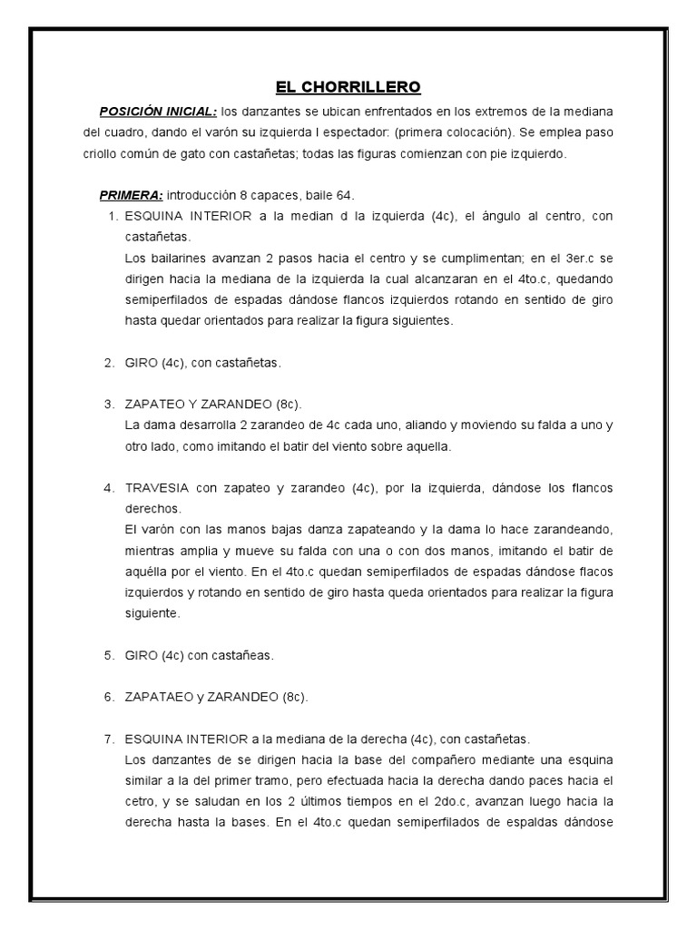 El Chorrillero PDF Bailes Las artes escénicas