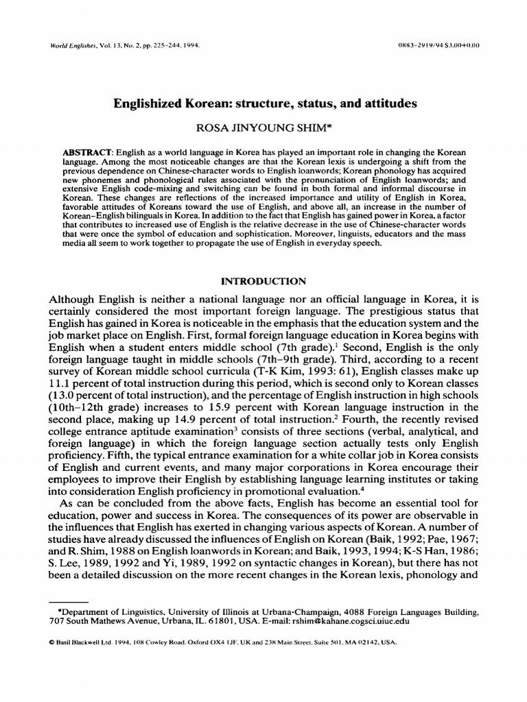 English Influence on Korean Language | PDF | Korean Language | Syllable