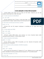 Atividade de Matematica Problemas de Adicao e Multiplicacao 4 Ano e 5 Ano Respostas