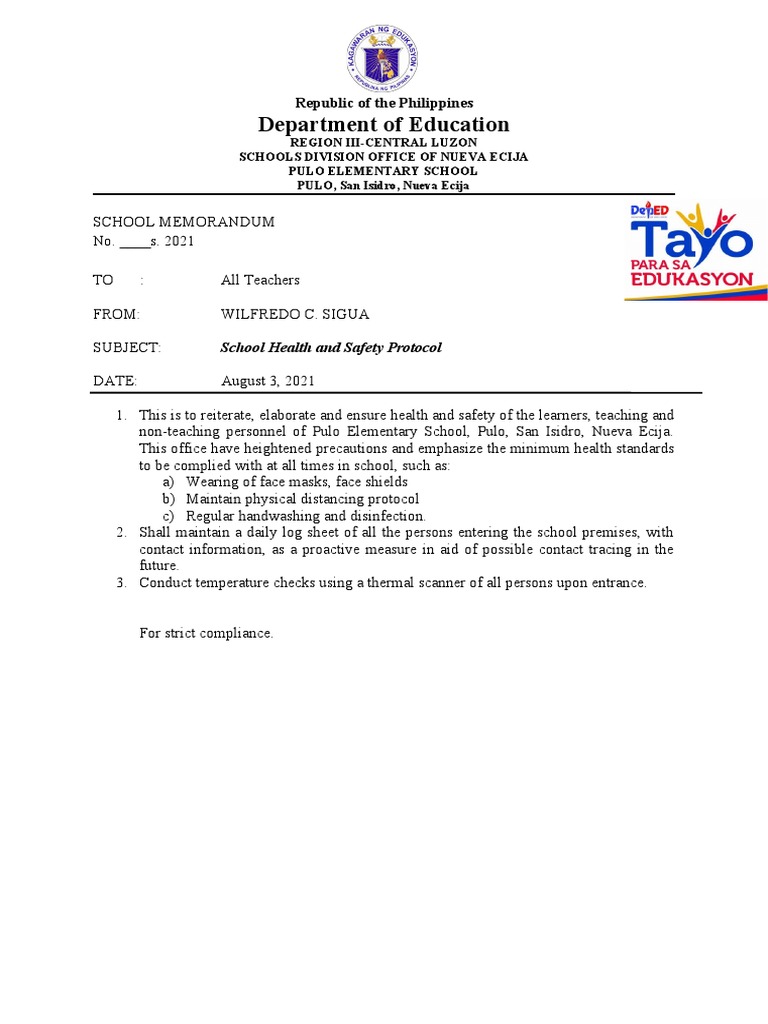 School Health and Safety Protocols | PDF | Wellness