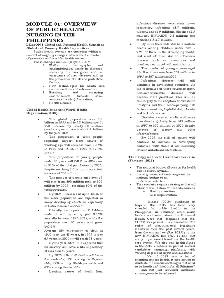 Module 01: Overview of Public Health Nursing in The Philippines | PDF ...
