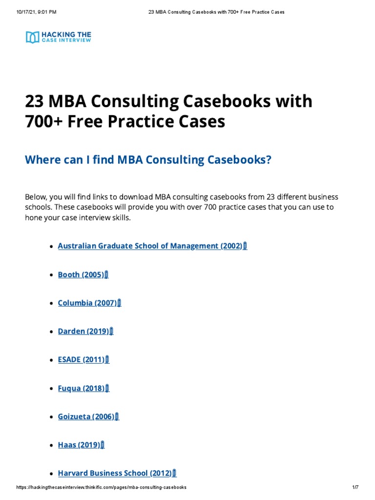 A Comprehensive Guide to Using 23 MBA Consulting Casebooks Containing
