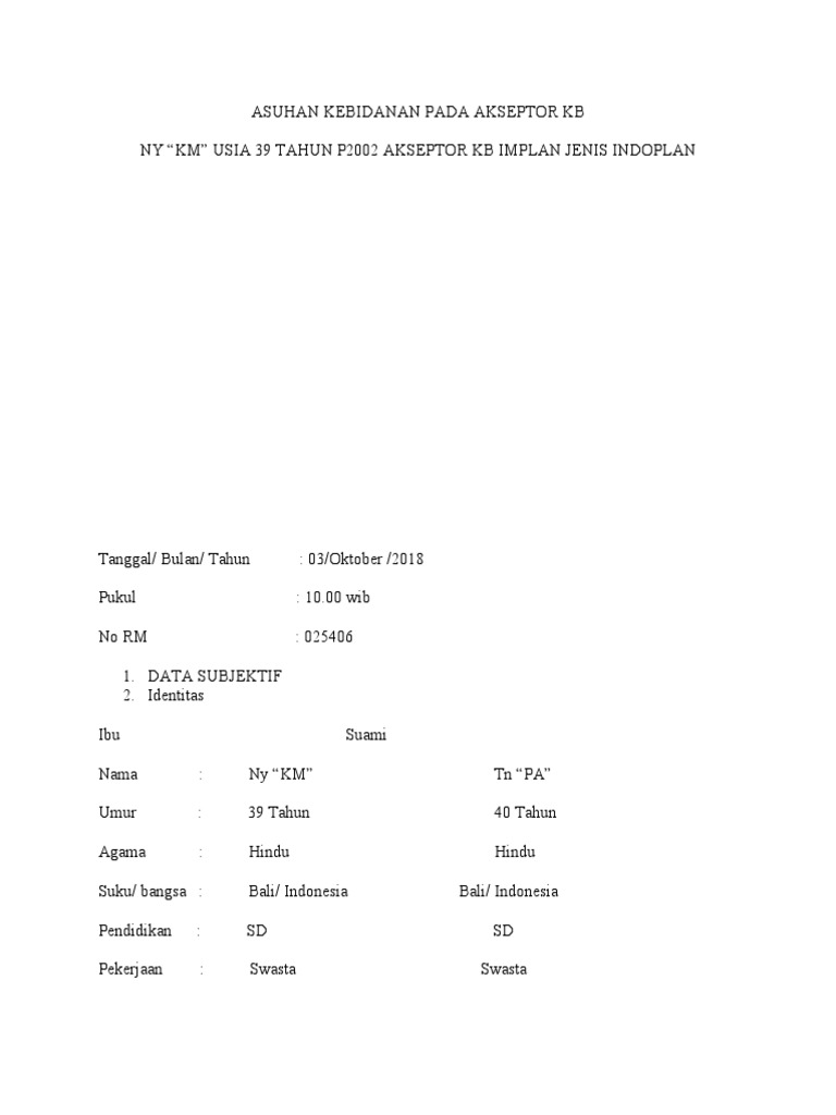 Contoh Soap KB Implant | PDF