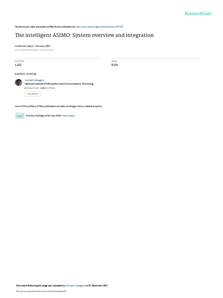 The Intelligent ASIMO: System Overview and Integration: February 2002 ...