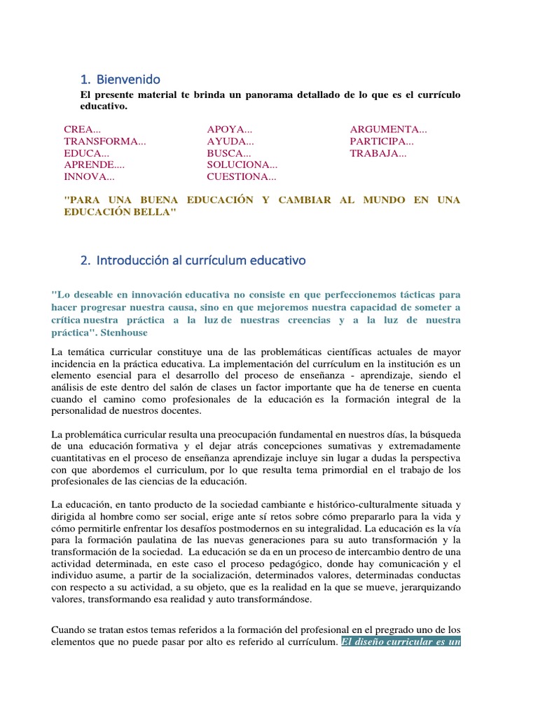 Análisis del Currículo Educativo Actual | PDF | Plan de estudios ...