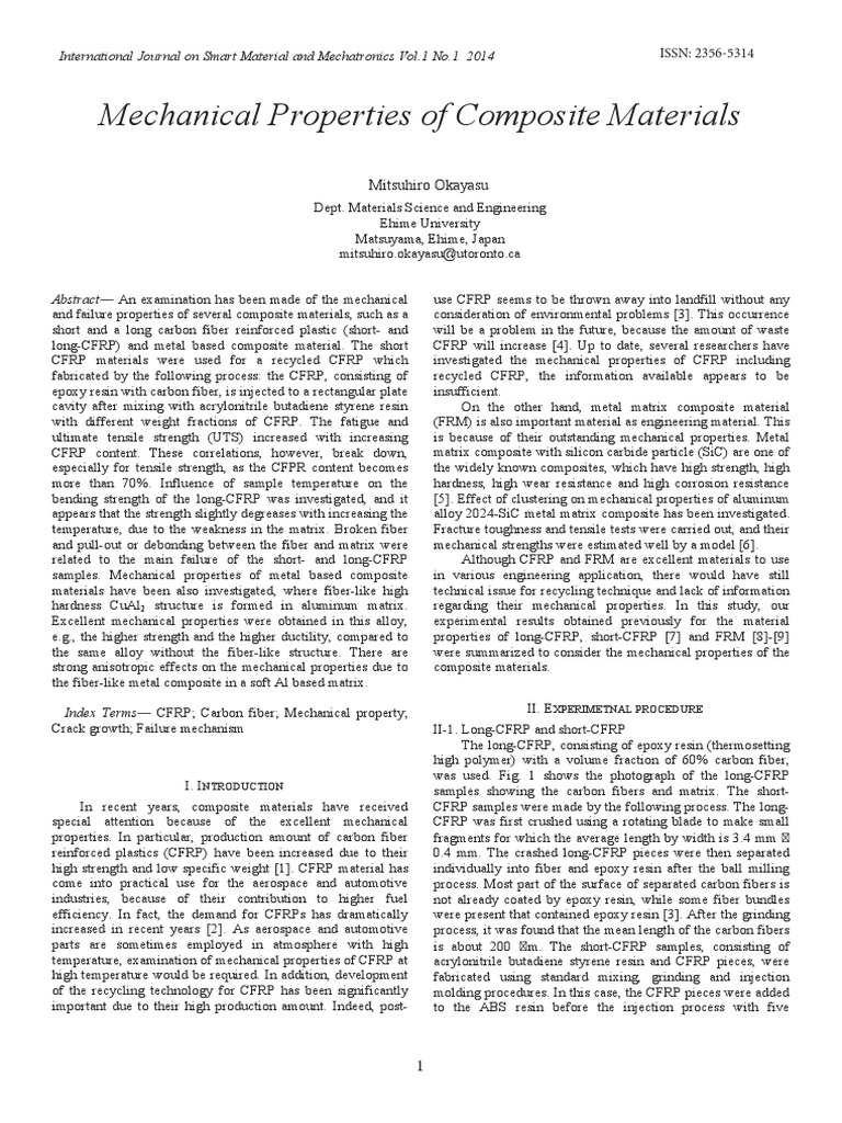 Mechanical Properties of CFRP and FRM | PDF | Composite Material | Fracture