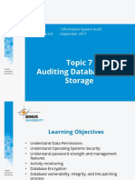 Topic 7 Auditing Database Dan Storage: Course: Information System Audit Effective Period: September 2017