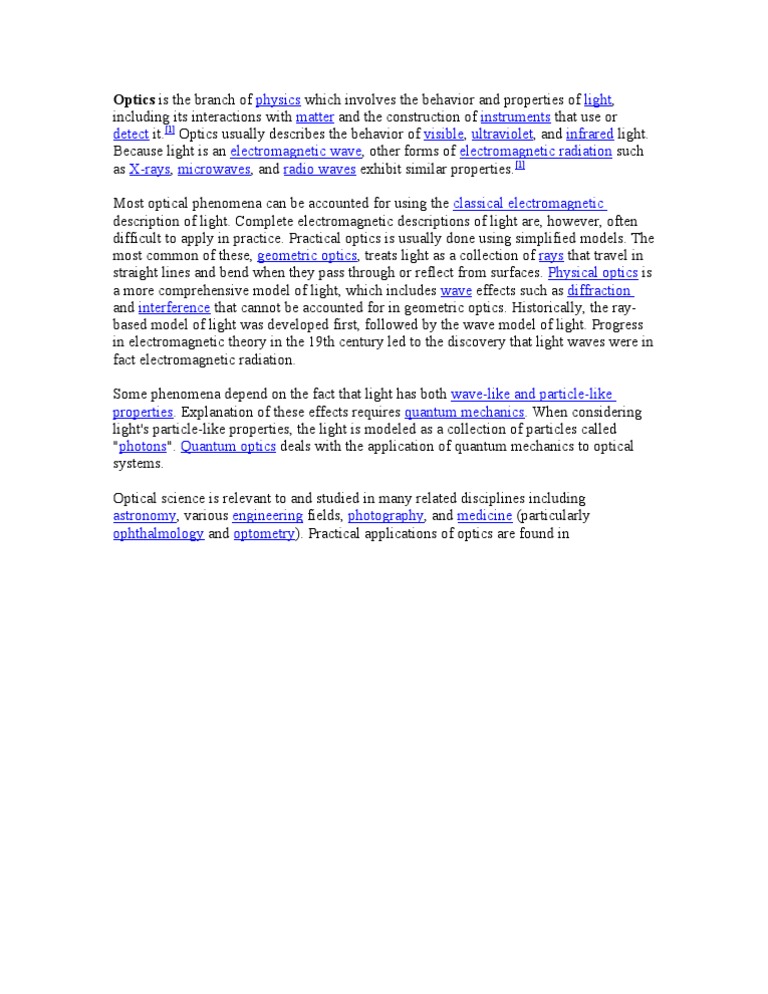 Optics | PDF | Science & Mathematics