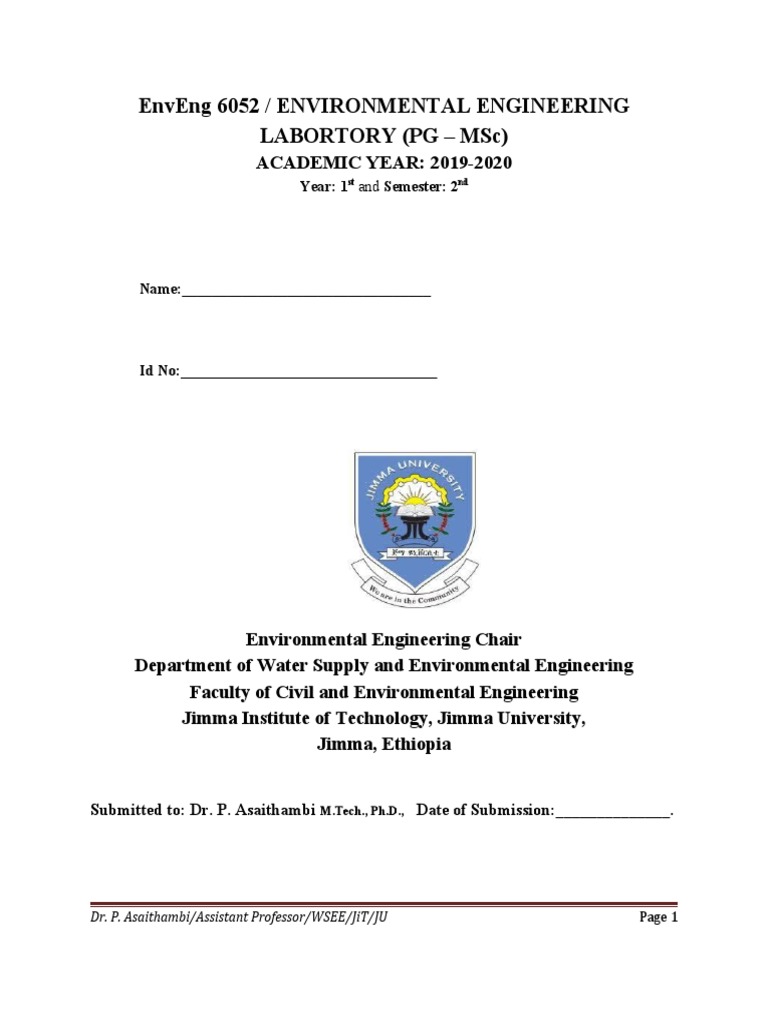 Environmental Engineering Laboratory Guide | PDF | Ph | Petroleum