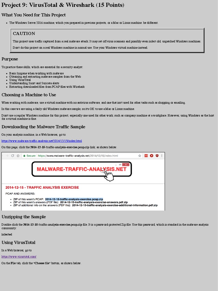 Lab 10 VirusTotal - Wireshark (15 Points) | PDF | Malware | Antivirus  Software