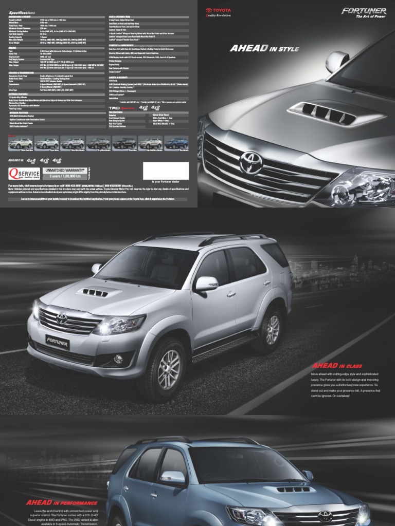 Toyota Fortuner Brochure 2012 PDF Car Private Transport