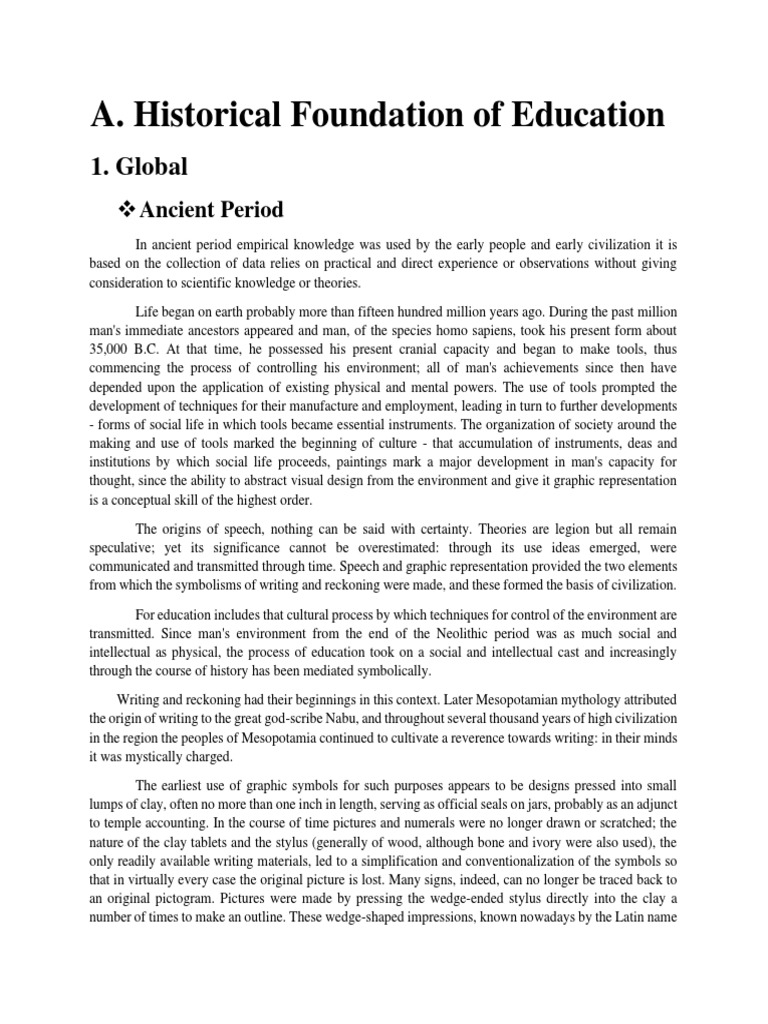 Historical Foundation of Education BSE SCI 3 | PDF | Cuneiform ...