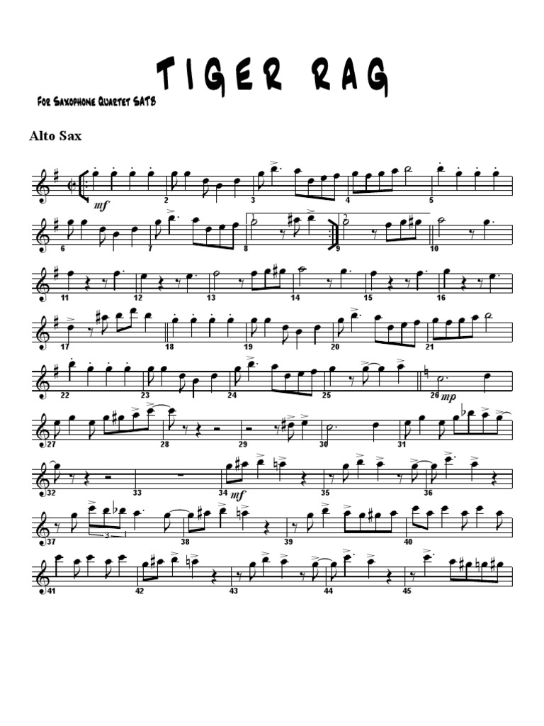 Tiger Rag | PDF | Saxophone | Anches