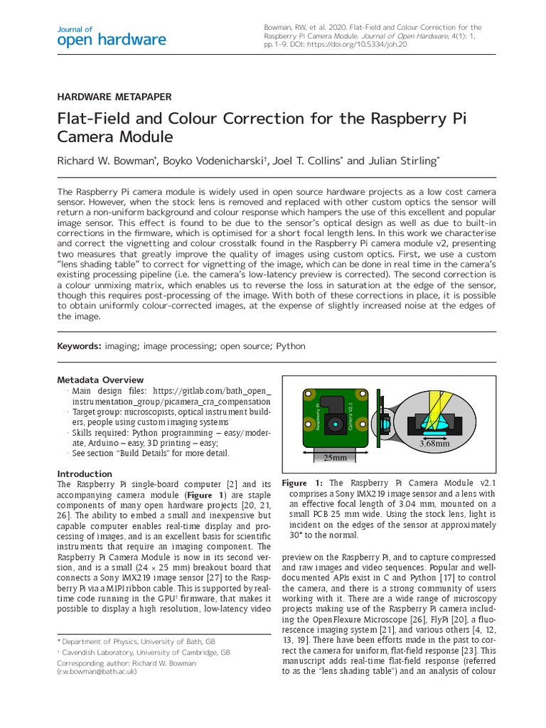 Flat-Field and Colour Correction For The Raspberry Pi Camera Module ...