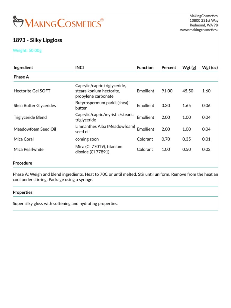 Formula 1893 Silky Lipgloss PDF