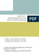 QUIZ #1: Bionergetics & Photosynthesis